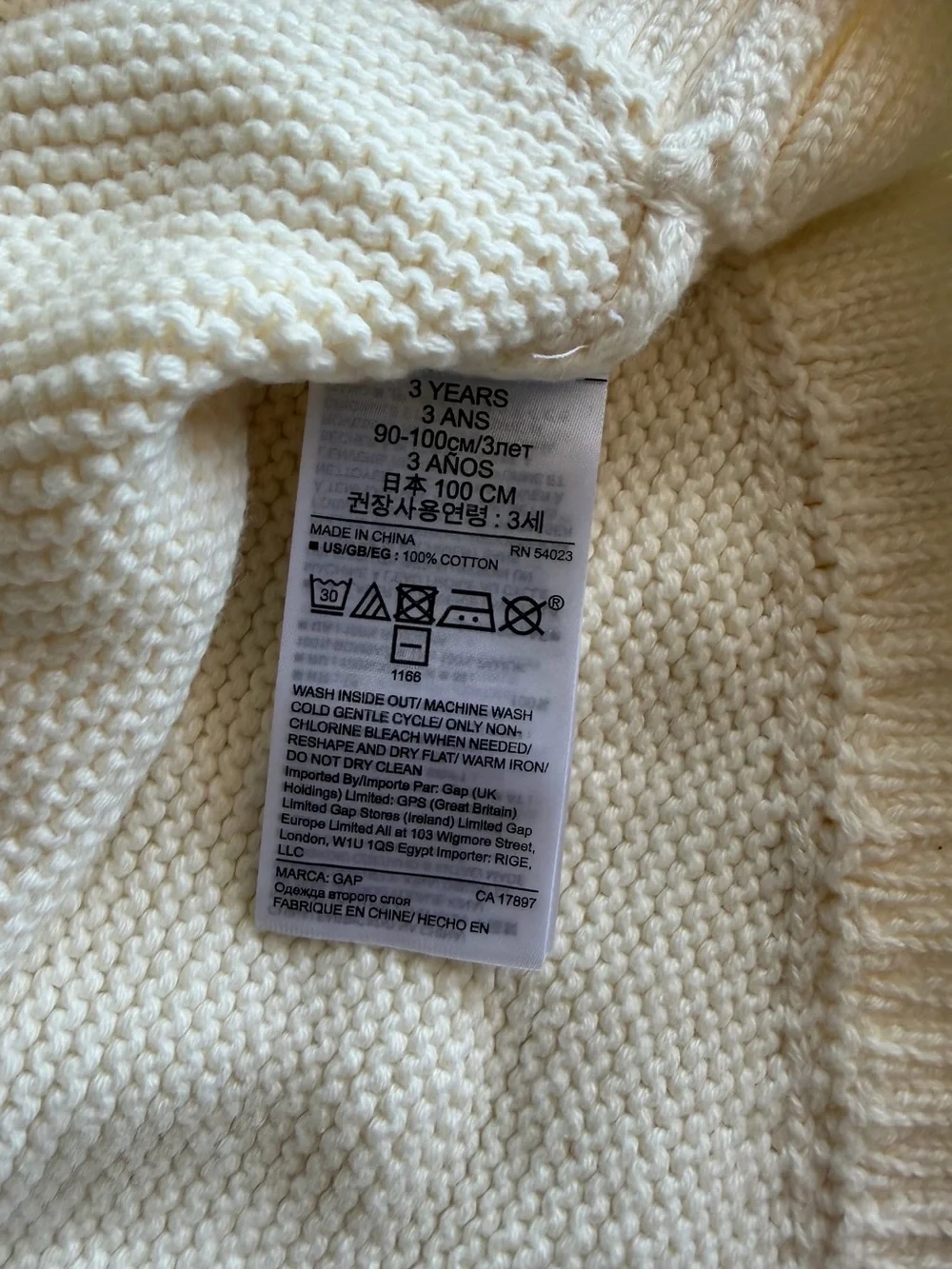 GAP Cream Knit Sweater Poncho for Girls - 3 Years